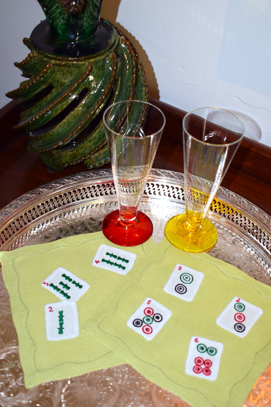 Mahjong Cocktail Napkins, set of 4 - Back in Stock