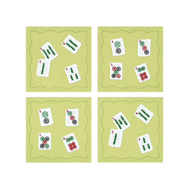 Mahjong Cocktail Napkins, set of 4 - Back in Stock