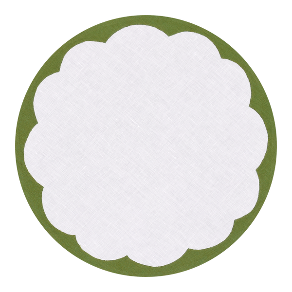 Porto Placemats, White & Green, Set of 2 Elizabeth Lake