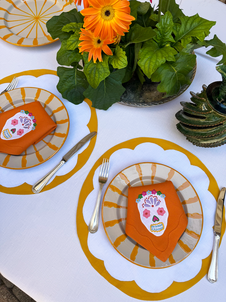 Muertos Dinner Napkins Orange, Set of 4