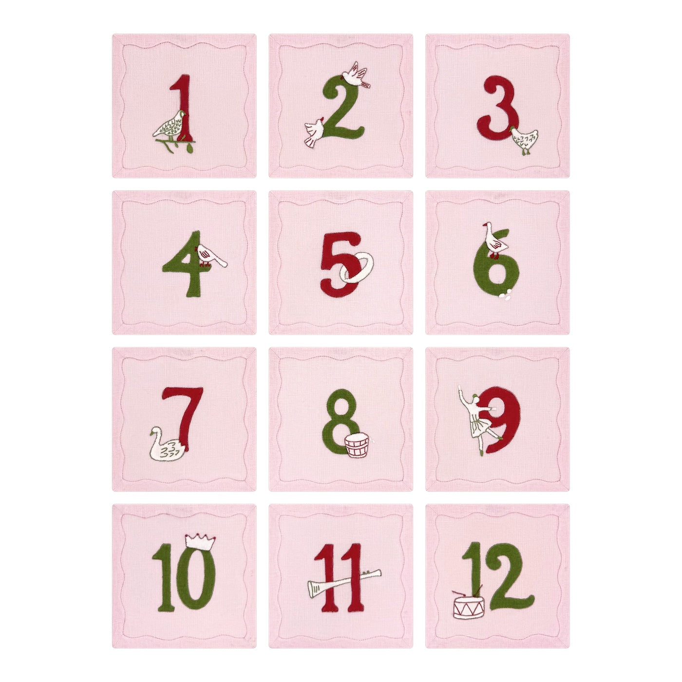 Twelve Days of Christmas Cocktail Napkins, Set of 12