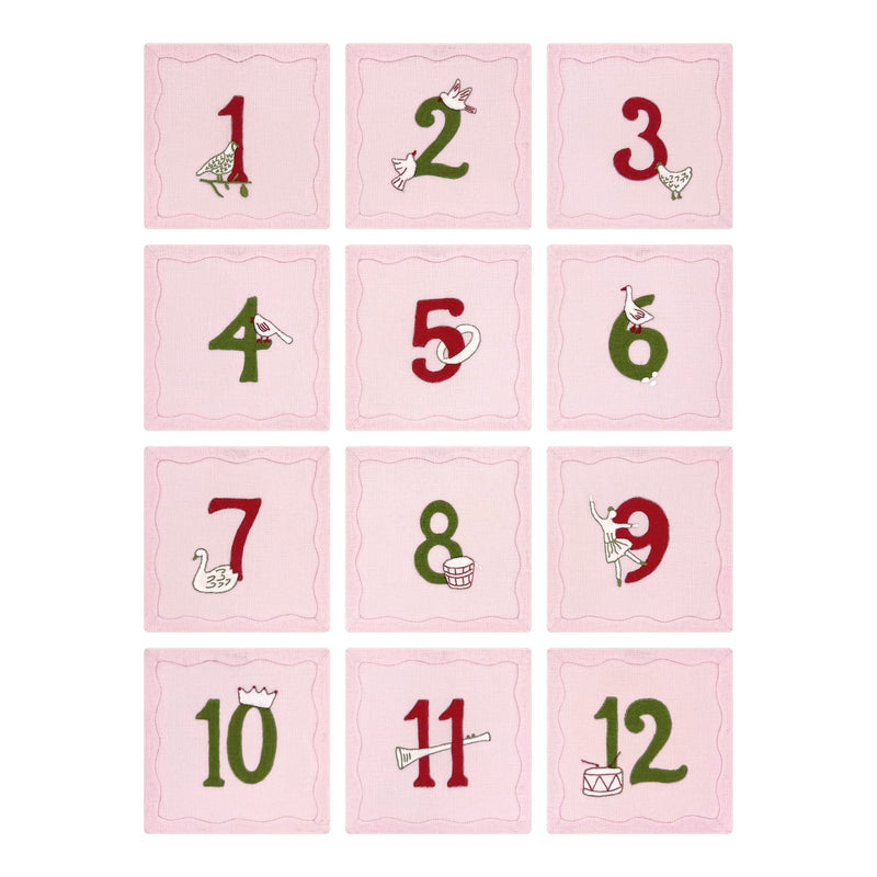 Twelve Days of Christmas Cocktail Napkins, Set of 12