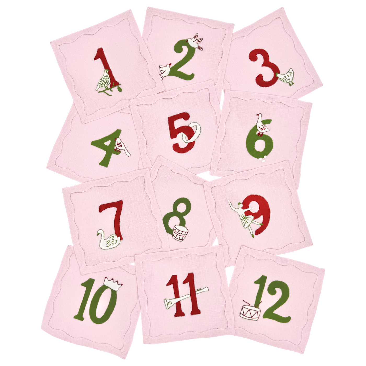 Twelve Days of Christmas Cocktail Napkins, Set of 12