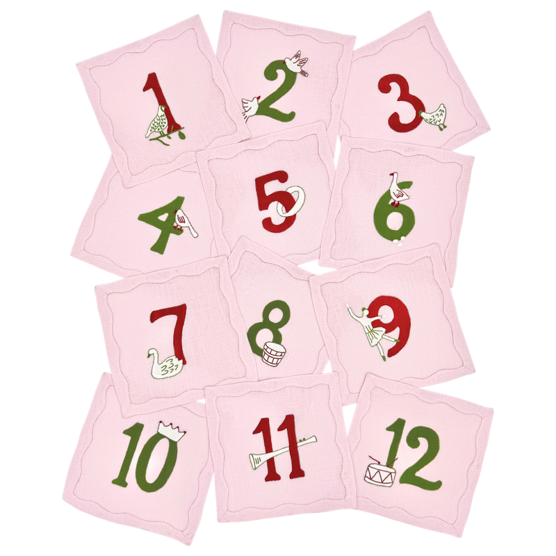 Twelve Days of Christmas Cocktail Napkins, Set of 12