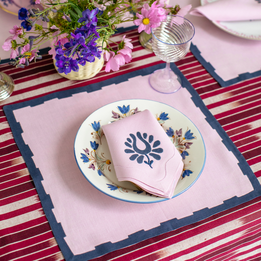 Indian Tulip Dinner Napkins, Lilac and Navy, Set of 2