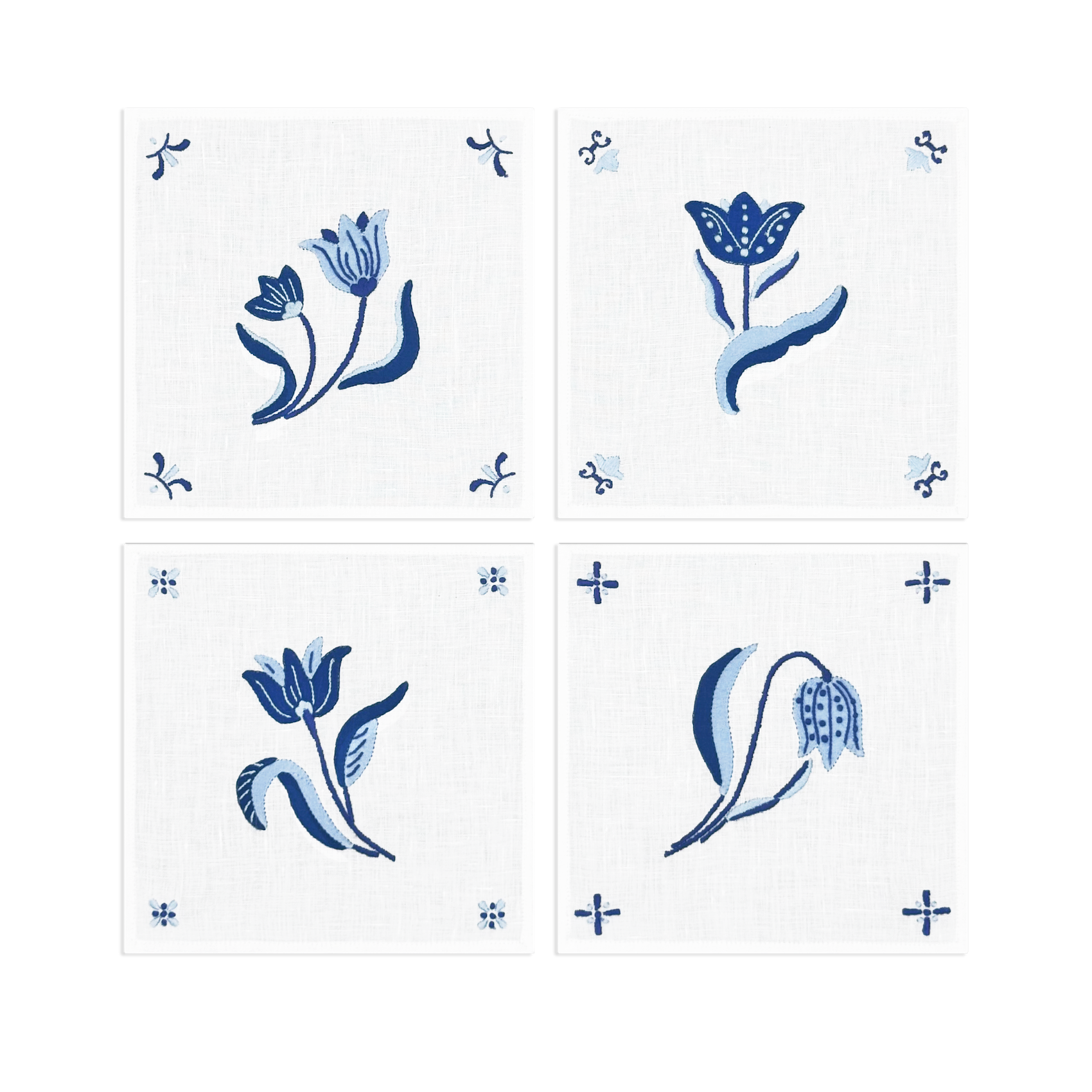 Delft Tulip Cocktail Napkins, Set of 4 - Pre-Order