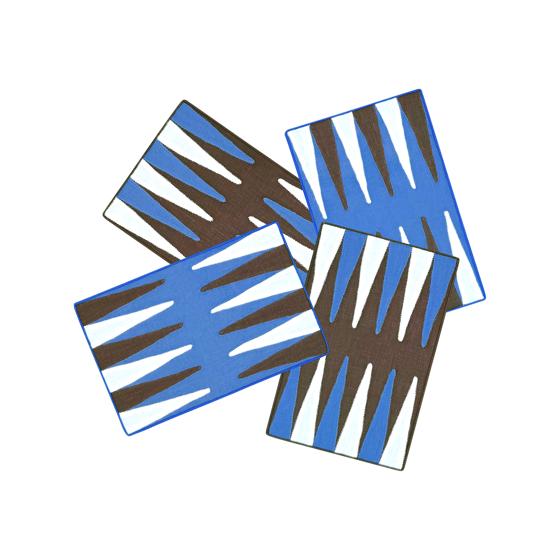 Backgammon Cocktail Napkins, Sandalwood & Blue, Set of 4