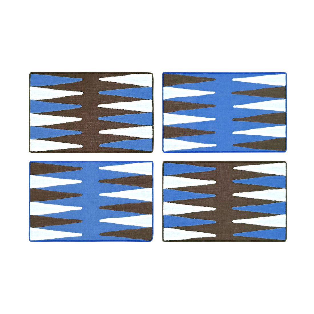 Backgammon Cocktail Napkins, Sandalwood & Blue, Set of 4