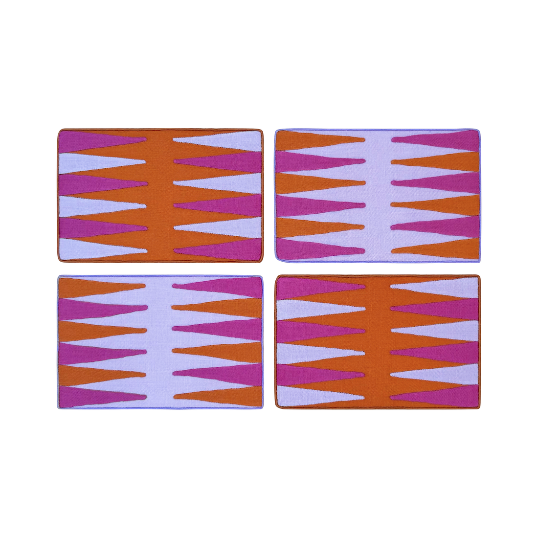 Backgammon Cocktail Napkins, Pink & Orange, Set of 4