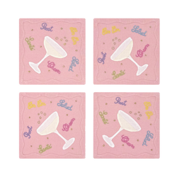 Salud Cocktail Napkins Pink, Set of 4 - New