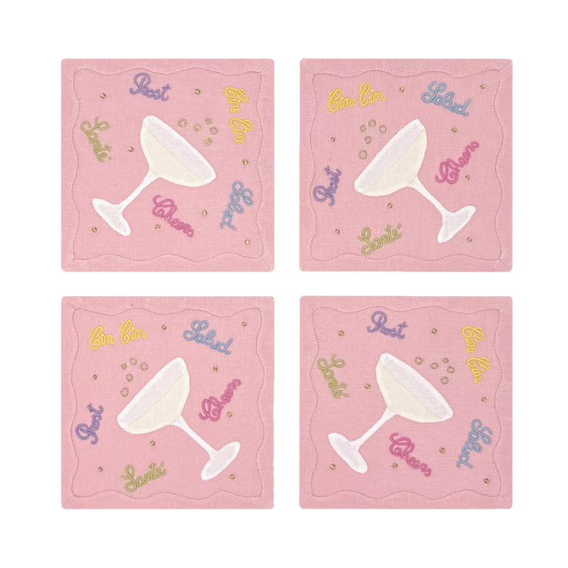 Salud Cocktail Napkins Pink, Set of 4 - New