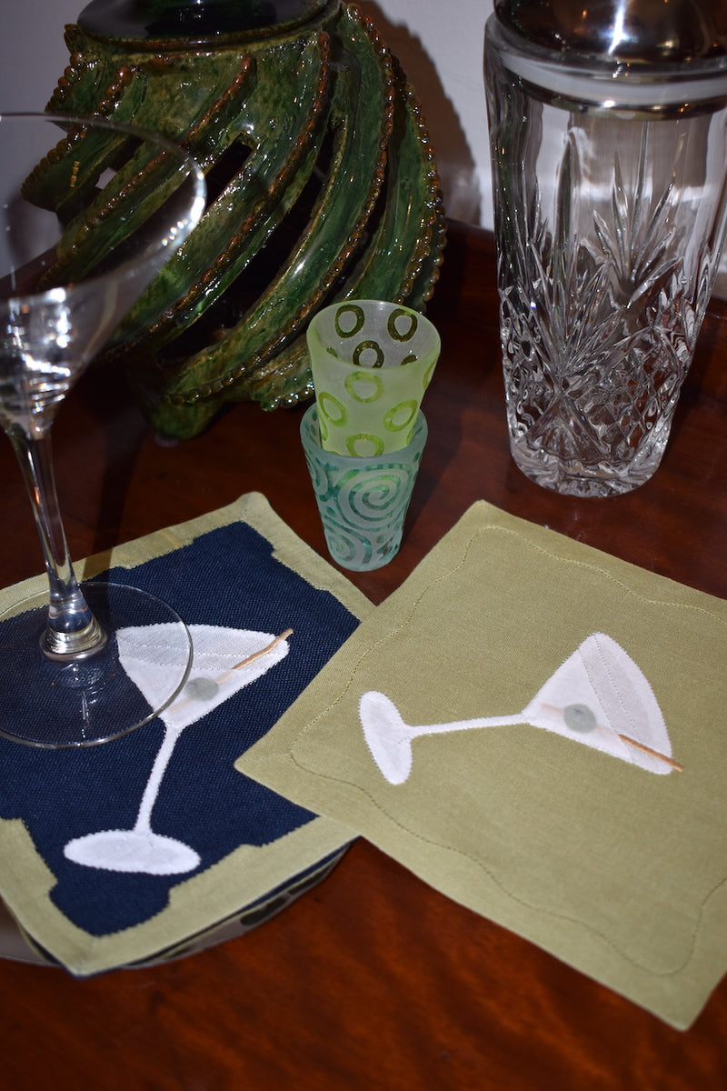 Dirty Martini Cocktail Napkins, Fern Green, set of 6