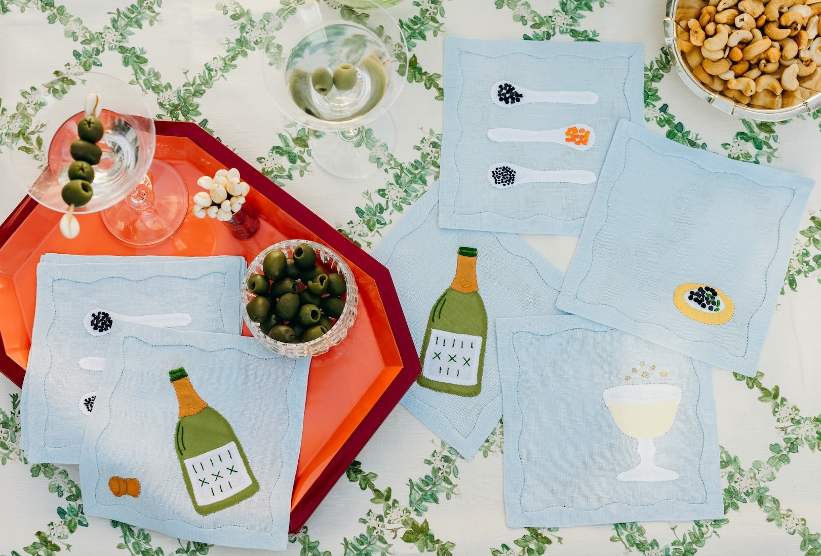 Champagne & Caviar Cocktail Napkins, Set of 4