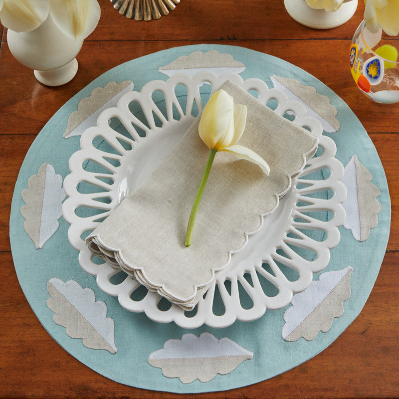 Scallop Embroidered Dinner Napkins, Set of 2