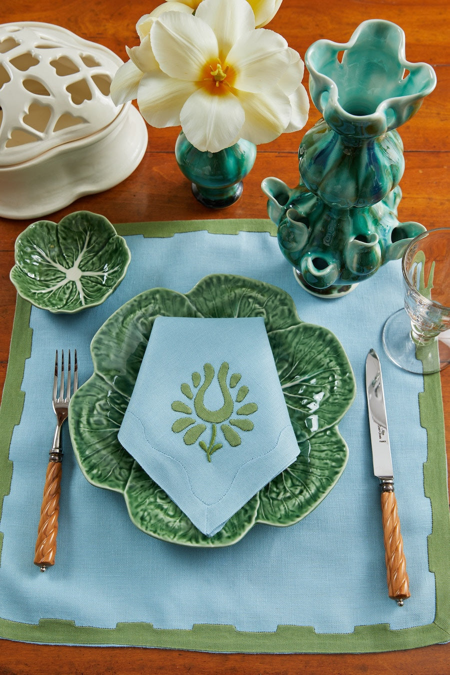 Indian Tulip Dinner Napkins Ocean, Set of 2