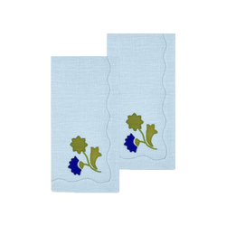 Flora Dinner Napkins, Blue & Green, Set of 2 - New