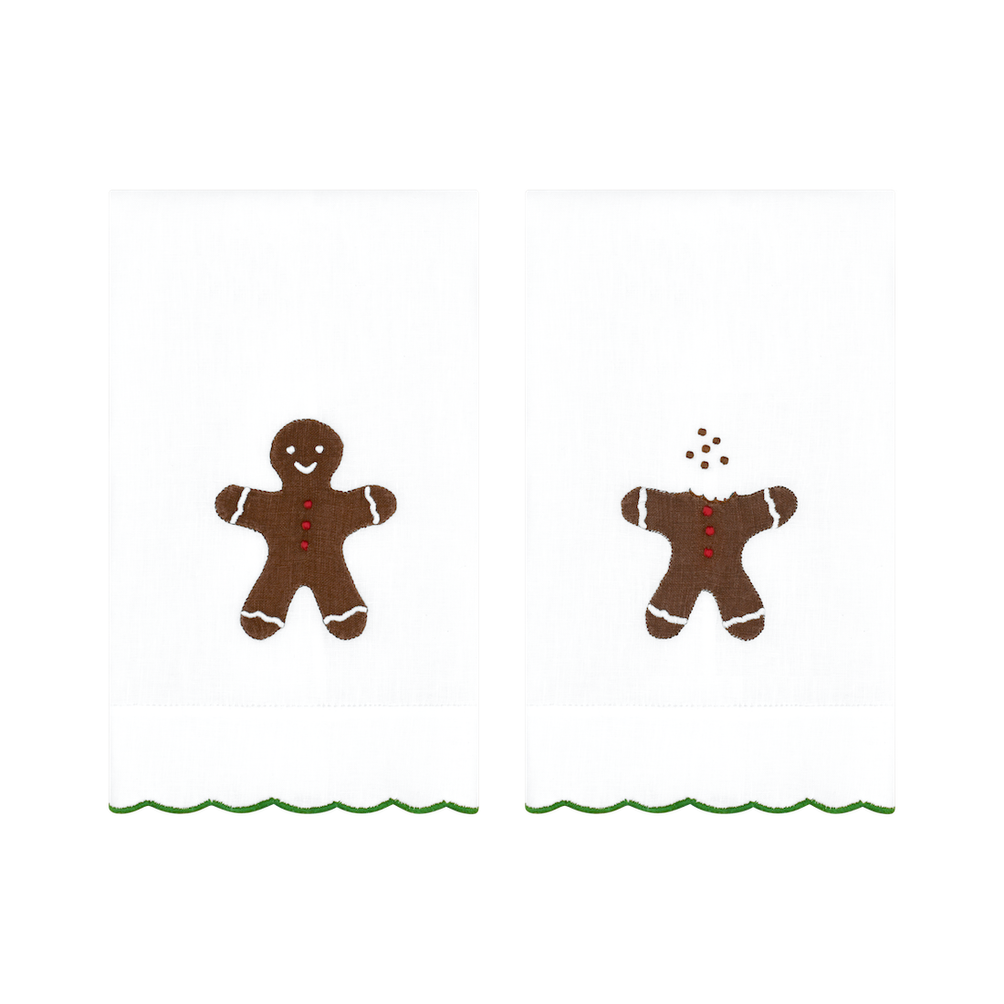 Gingerbread Guest Towels Green, Set of 2