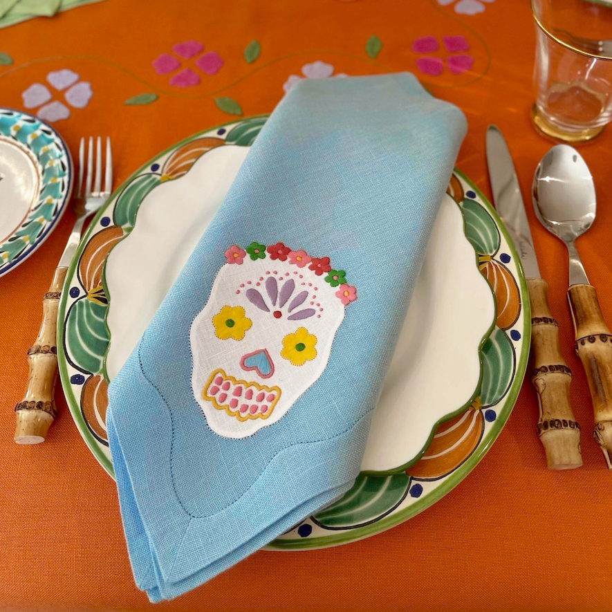 Muertos Dinner Napkins Ocean, Set of 4 - Last Set