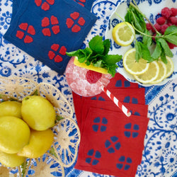 Matisse Cocktail Napkins, Scarlet & Navy, Set of 6