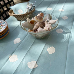 Shell Tablecloth, Aqua and Ivory, Small - Last One
