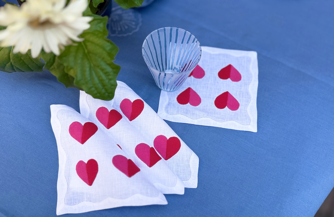 Heart Cocktail Napkins, Pink & Red, set of 4