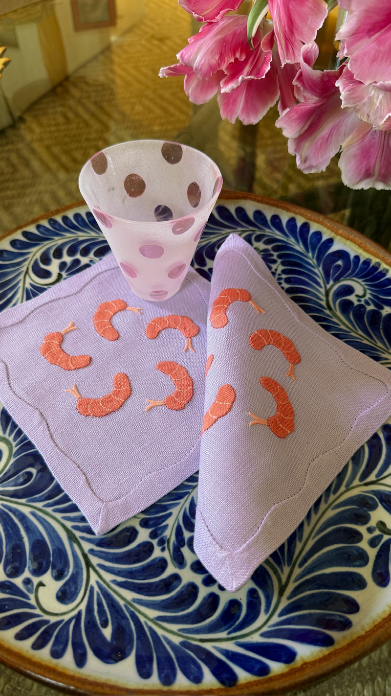Shrimp Cocktail Napkins Lavender, Set of 6