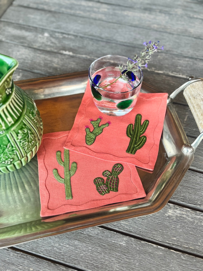 Prickly Pair Cocktail Napkins Pink, Set of 4