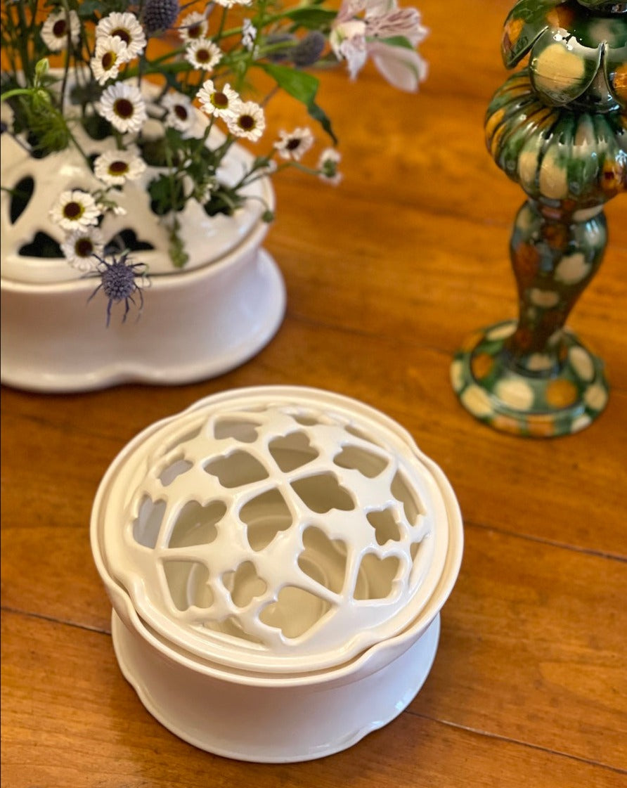Porcelain Flower Brick Round with Matisse Cutouts
