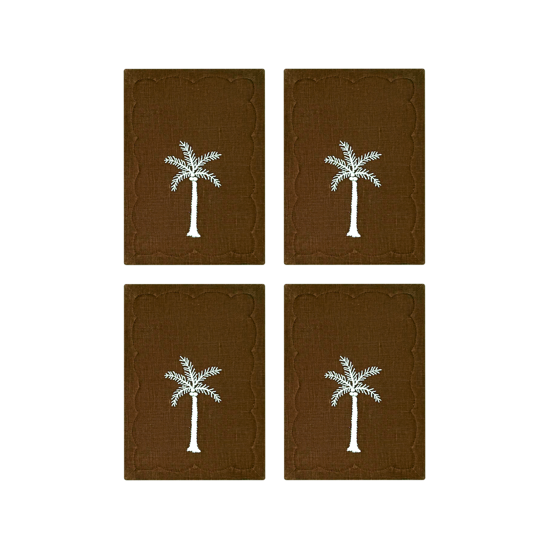 Palm Tree Cocktail Napkins Sandalwood, Set of 4 - New