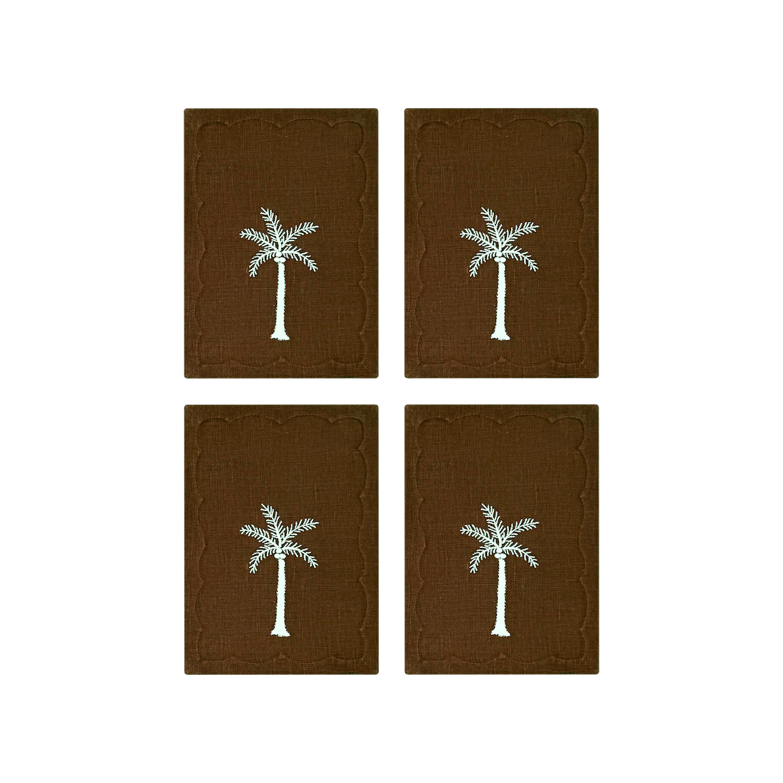 Palm Tree Cocktail Napkins Sandalwood, Set of 4 - New