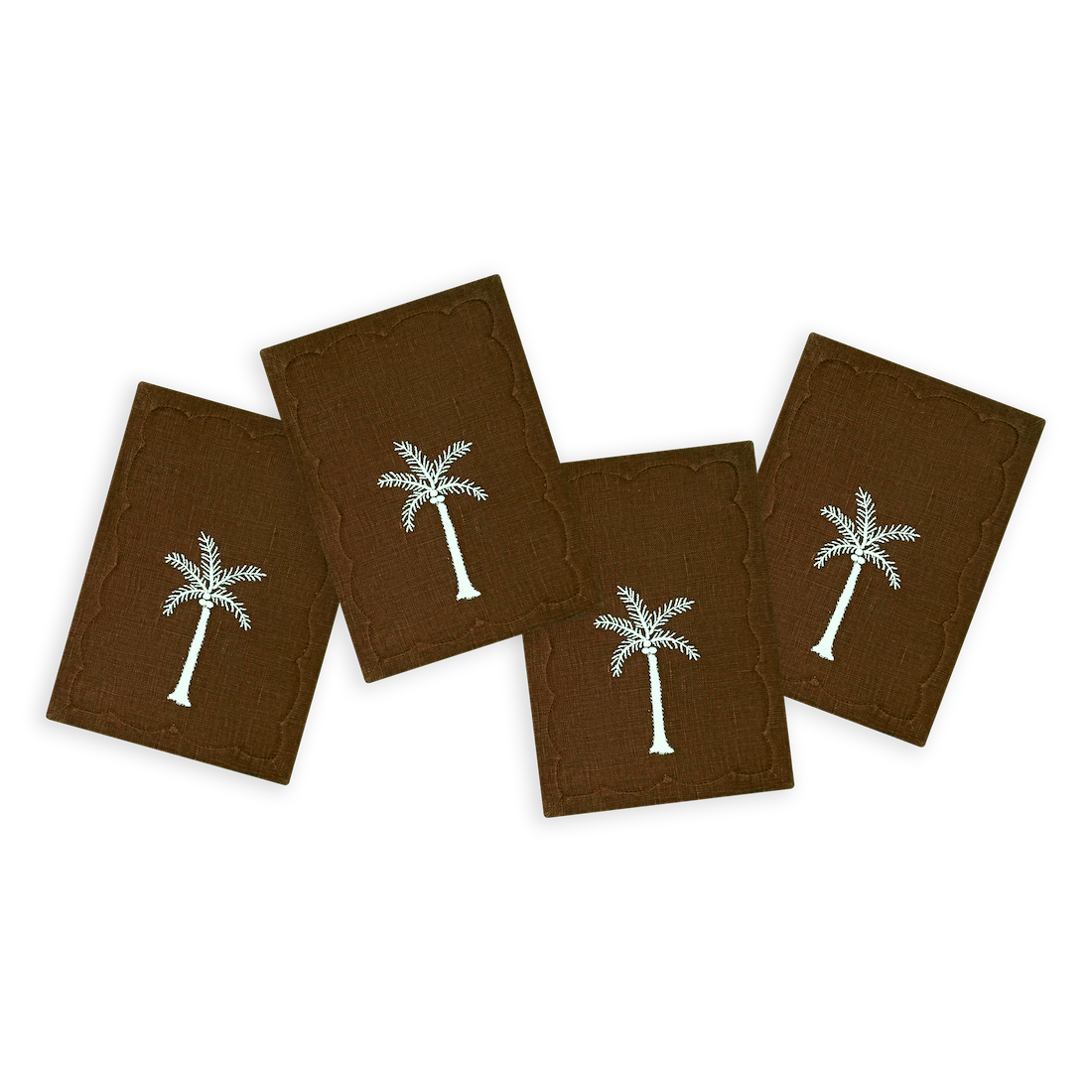 Palm Tree Cocktail Napkins Sandalwood, Set of 4 - New