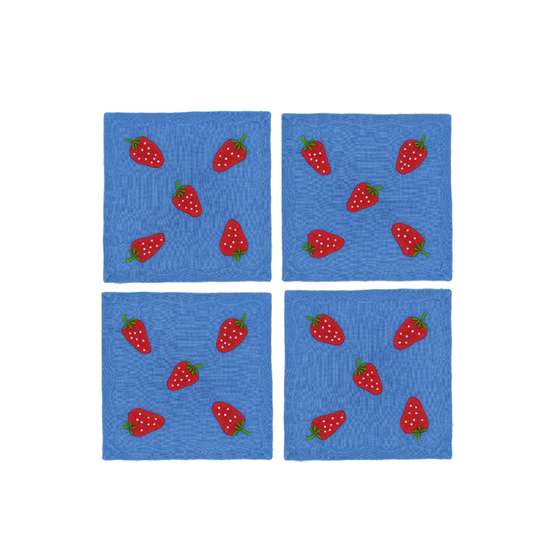 Strawberry Cocktail Napkins, Set of 4
