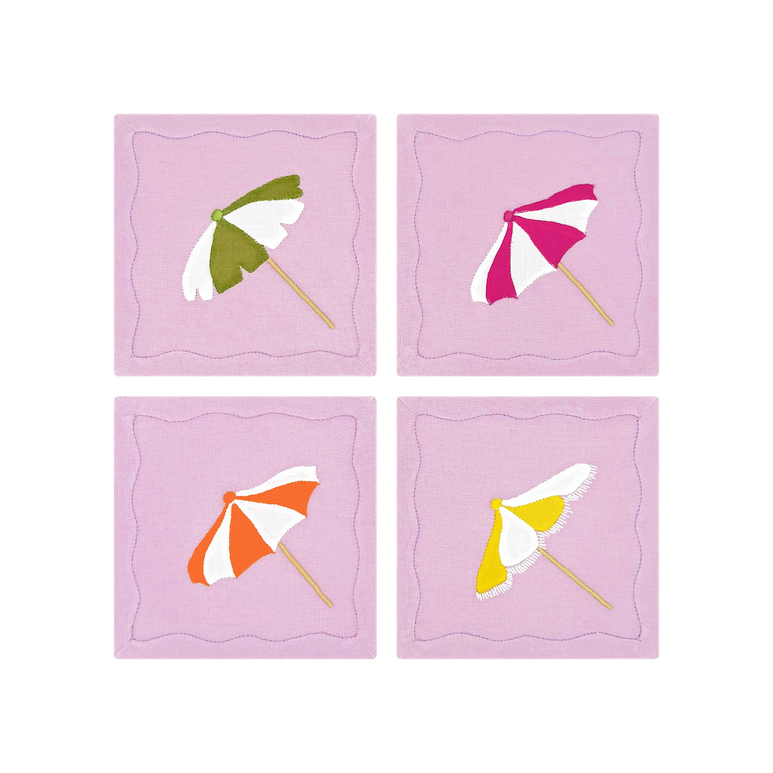 Sun Umbrella Cocktail Napkins Pink, Set of 4