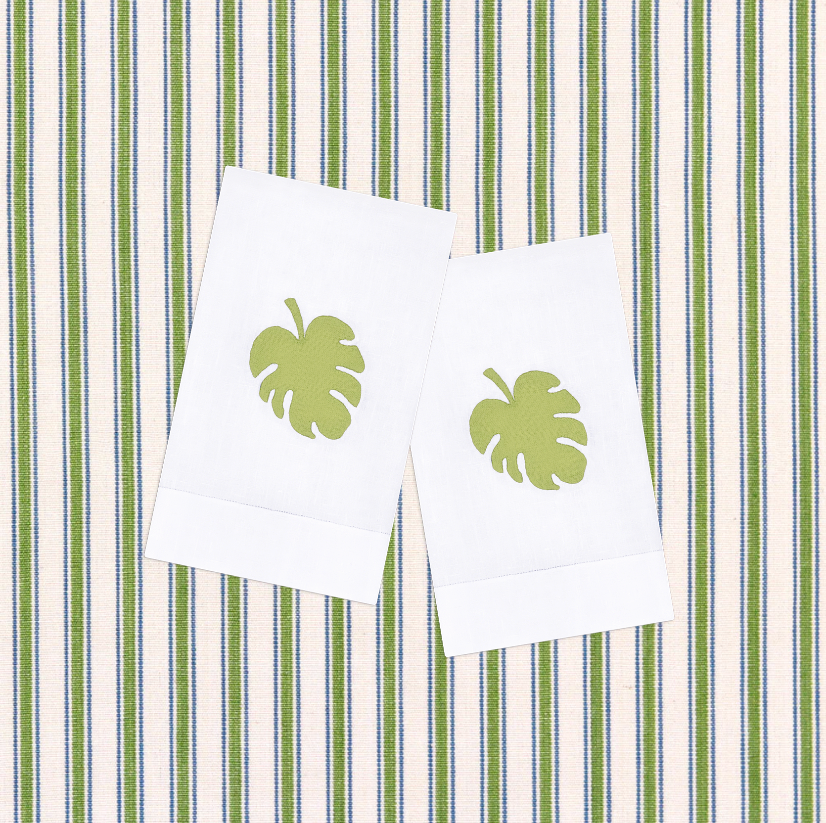 Green Monstera Leaf Guest Towel