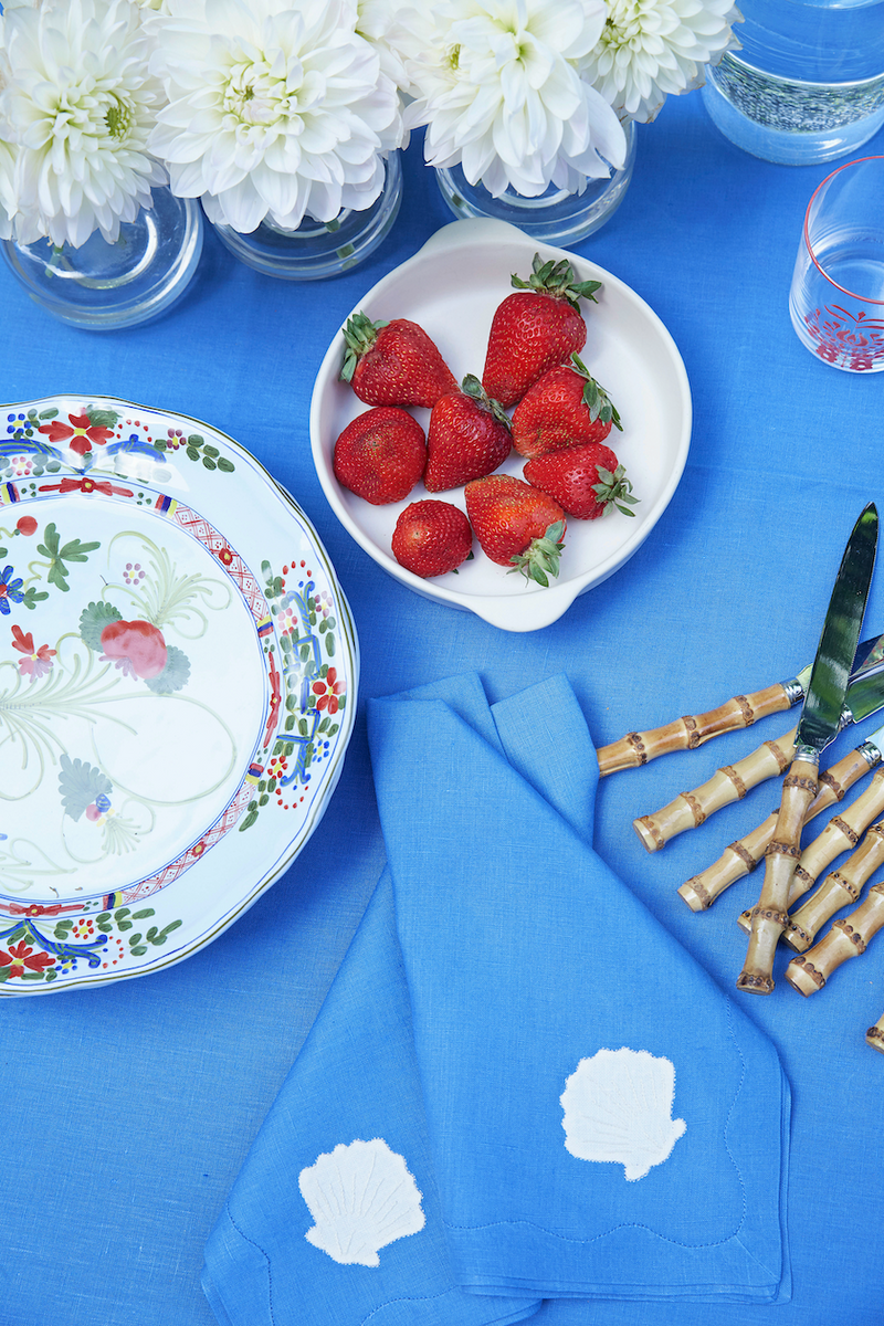 Shell Dinner Napkins French Blue, Set of 2