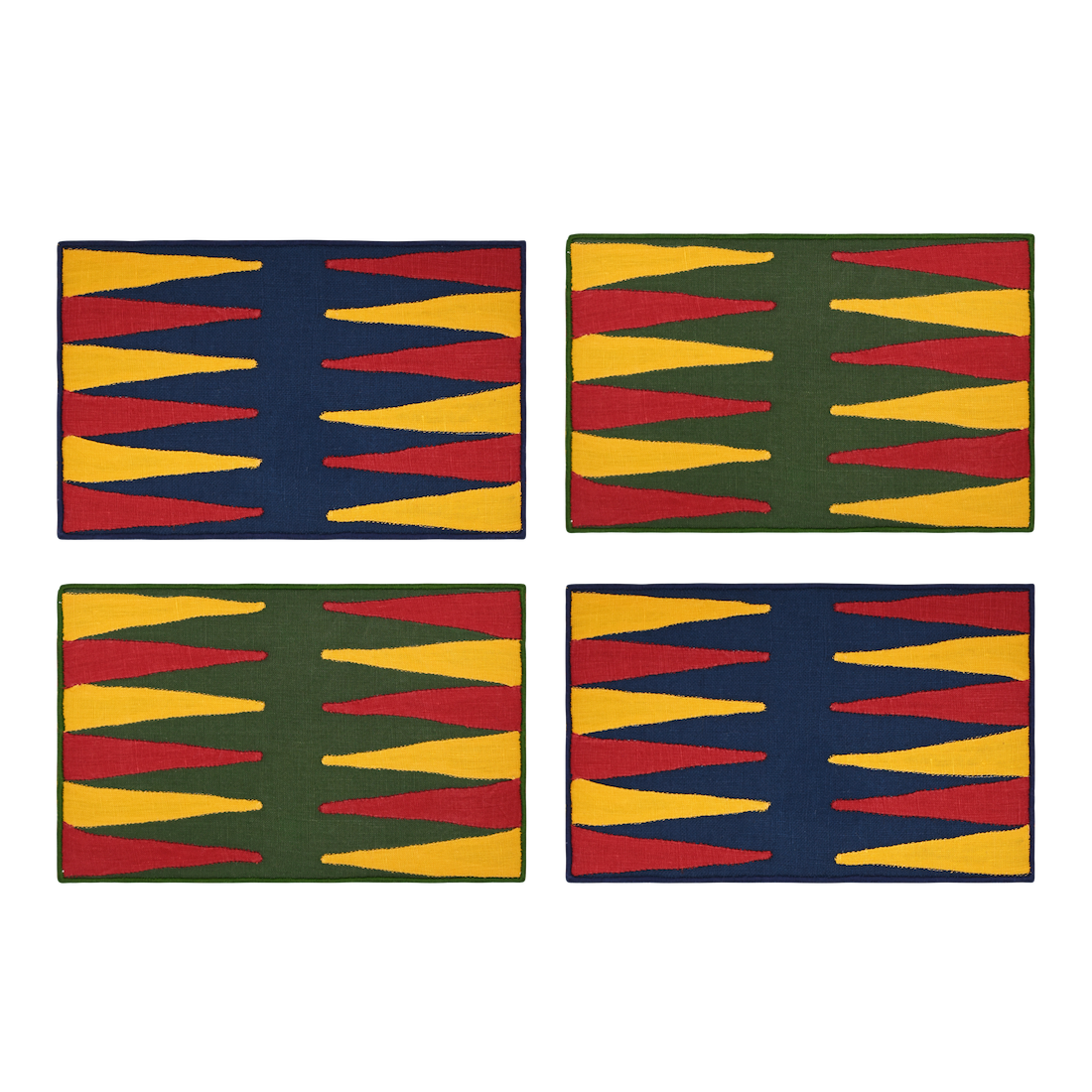Backgammon Cocktail Napkins, Red & Yellow, Set of 4