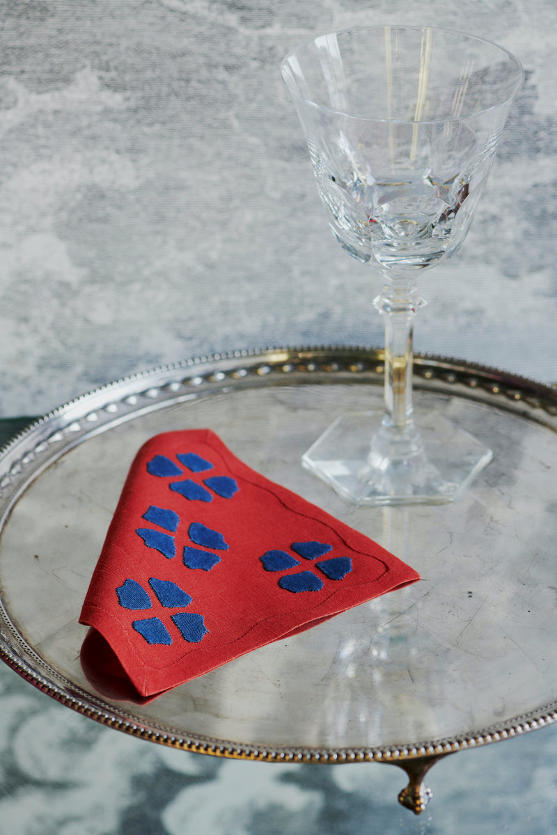 Matisse Cocktail Napkins, Scarlet & Navy, Set of 6