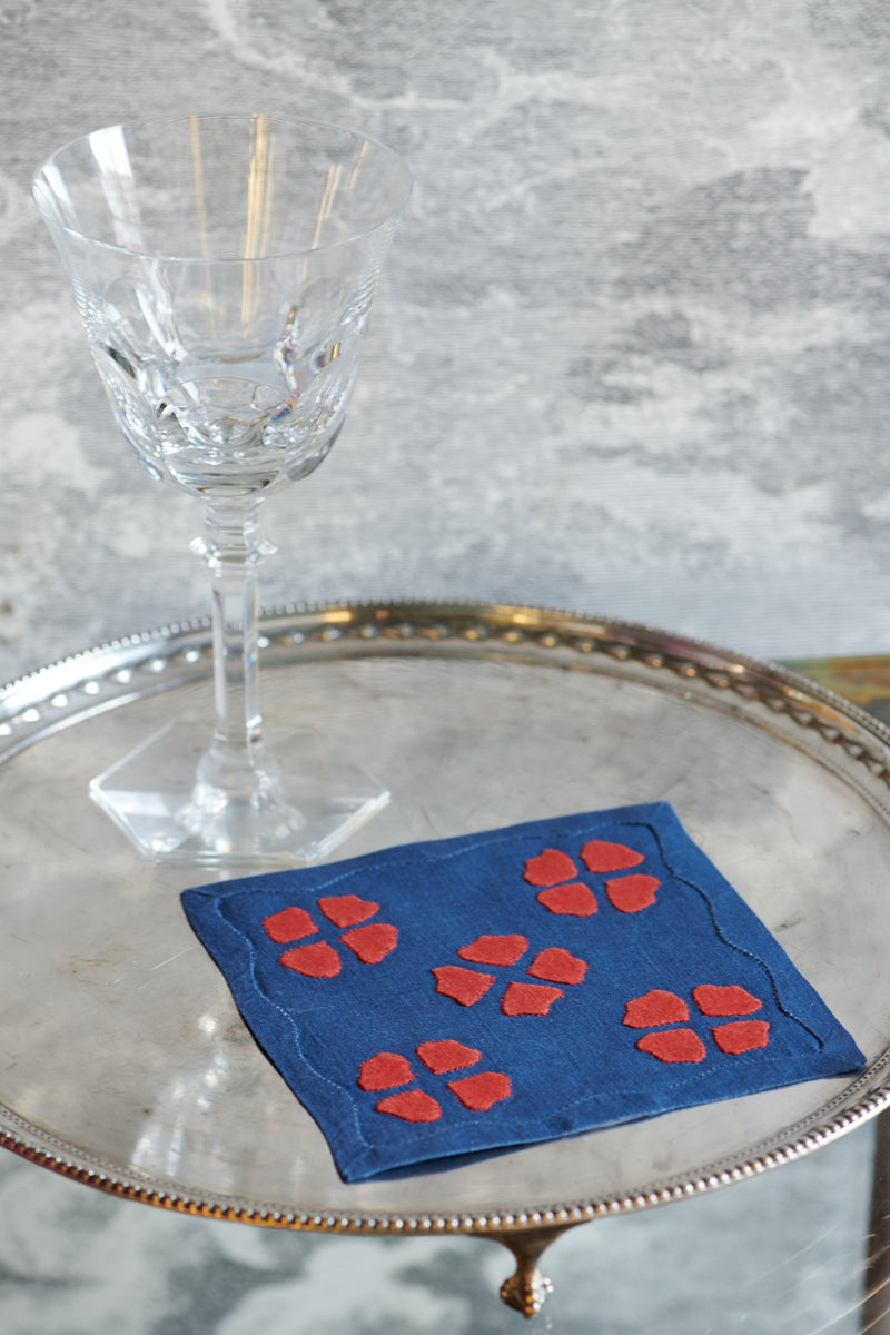 Matisse Cocktail Napkins, Navy & Scarlet, Set of 6