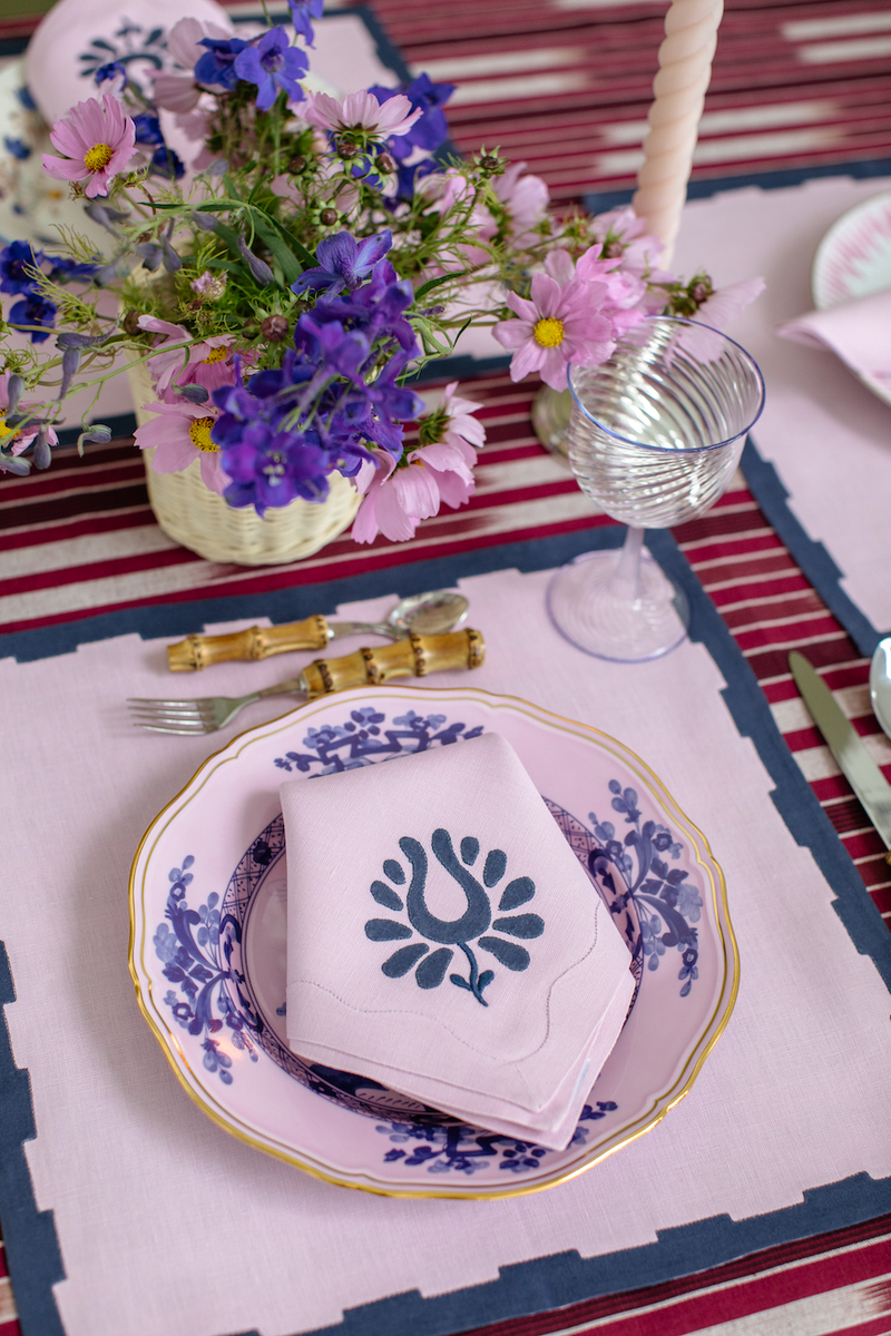 Hanover Placemats, Lilac and Navy, Set of 2