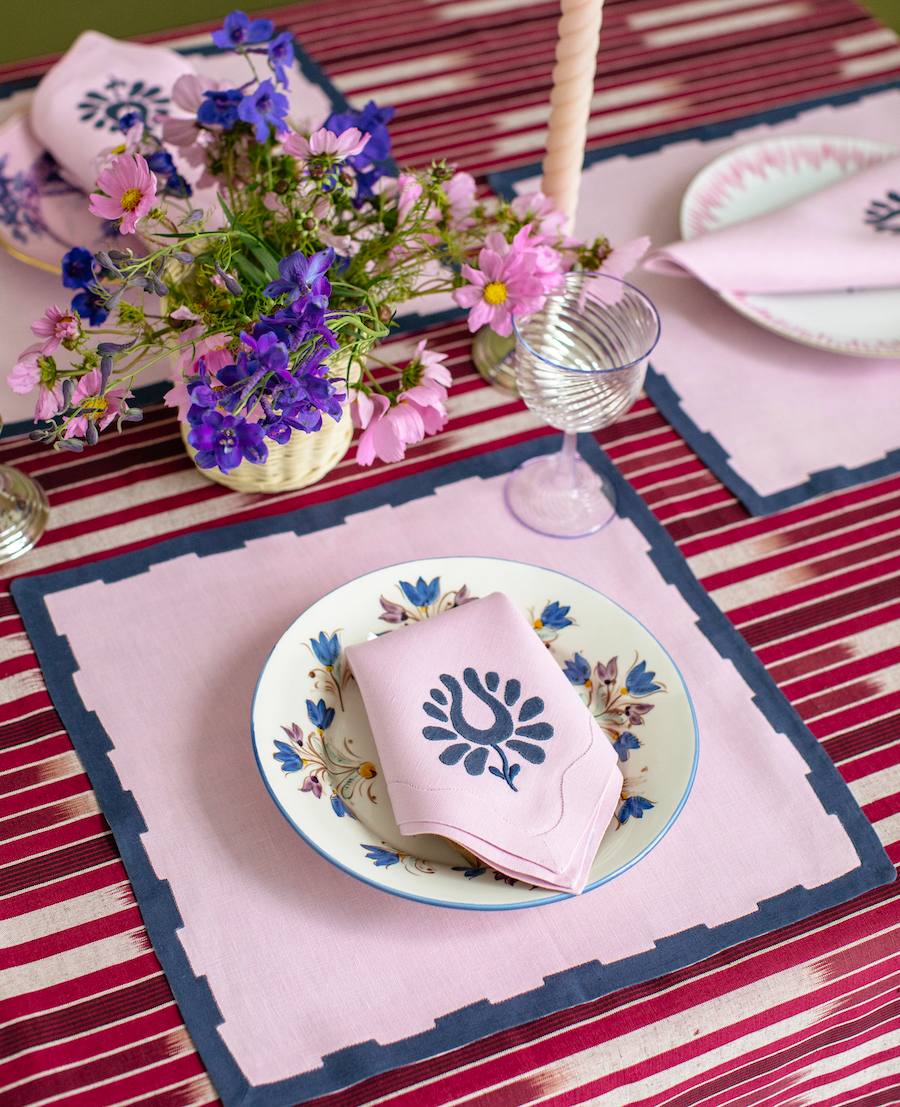 Hanover Placemats, Lilac and Navy, Set of 2