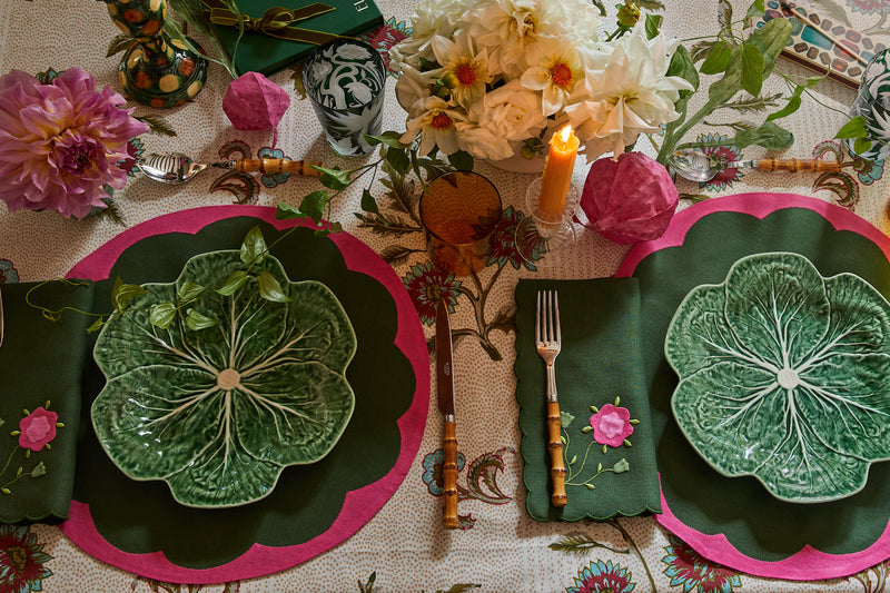 Porto Placemats, Green & Pink, Set of 2