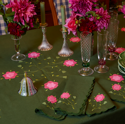 Marguerite Tablecloth, Green & Pink, Large