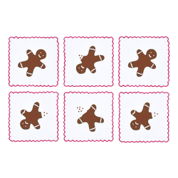 Gingerbread Cocktail Napkins Pink, Set of 6