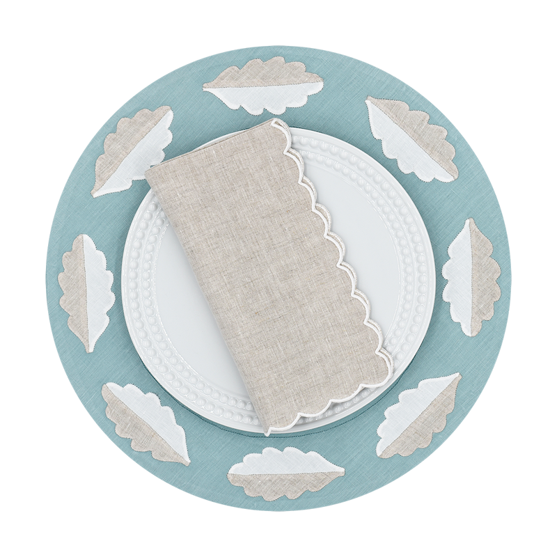 Scallop Embroidered Dinner Napkins, Set of 2