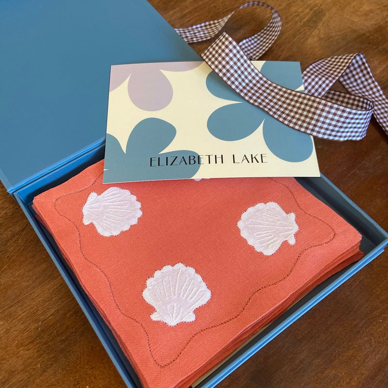 Shell Cocktail Napkins Coral, Set of 6 - Back in stock