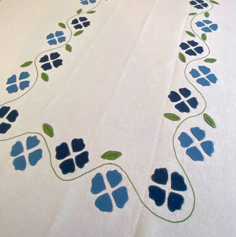Matisse Floral Tablecloth,  Shades of Blue, Small - Last One