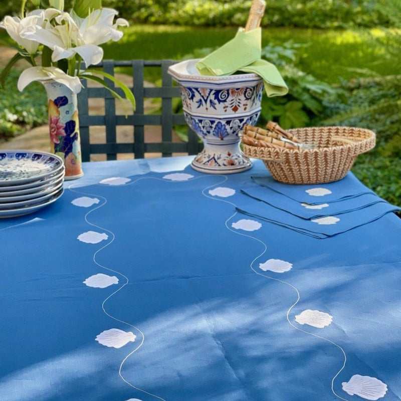 Shell Tablecloth French Blue, Large