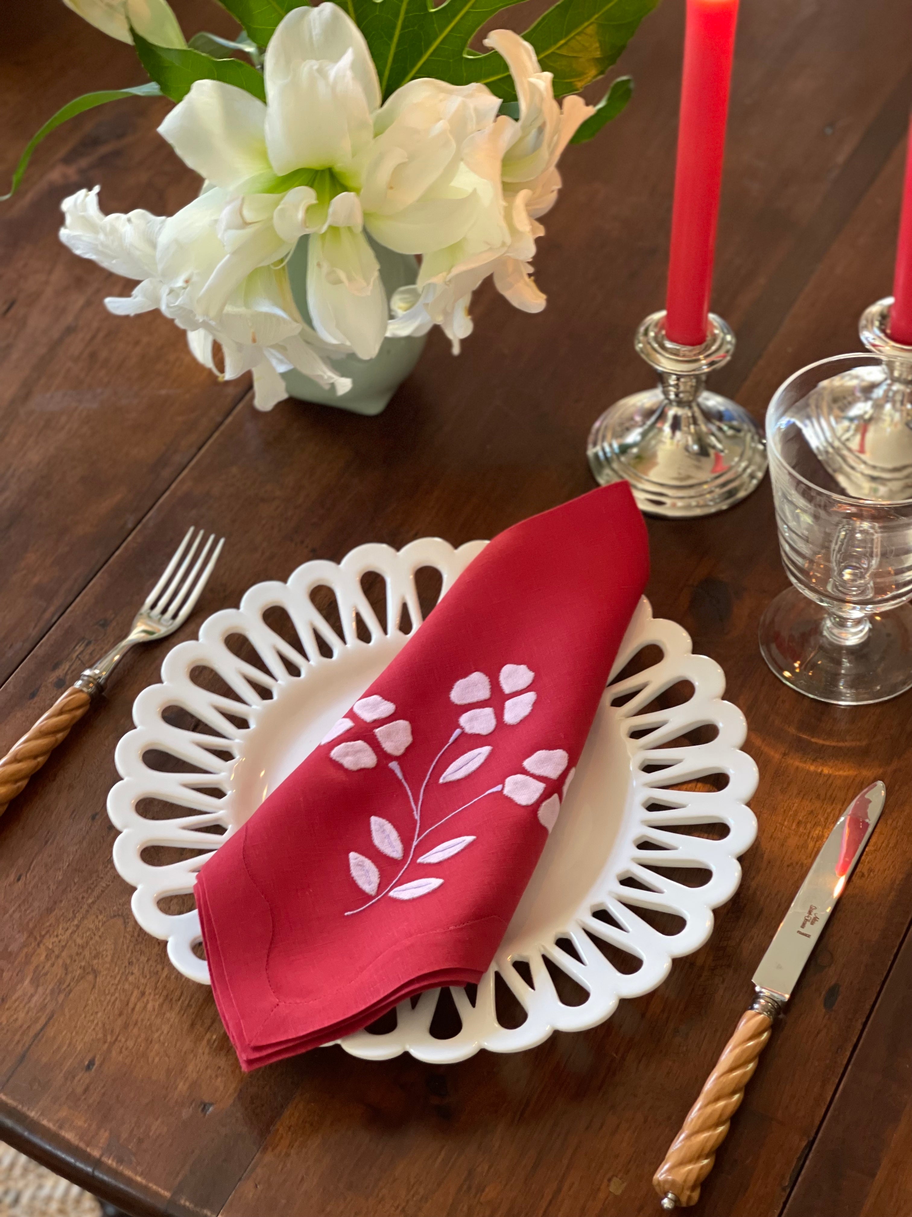 Matisse Dinner Napkins, Red & Pink, Set of 2 - Last 4 Sets