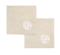 Indian Tulip Dinner Napkins, Oatmeal and White, Set of 2 - Back in Stock