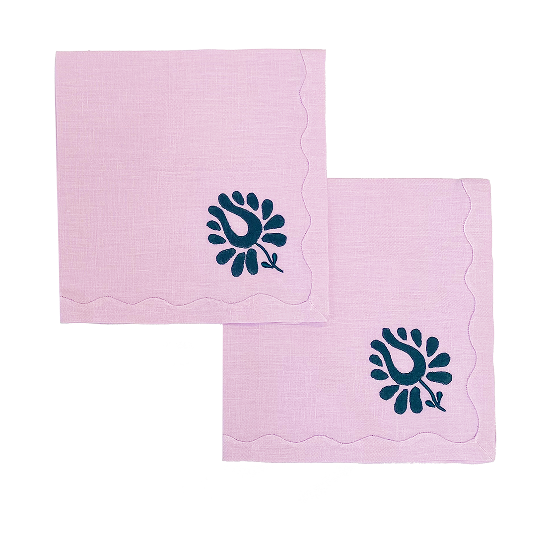 Indian Tulip Dinner Napkins, Lilac and Navy, Set of 2